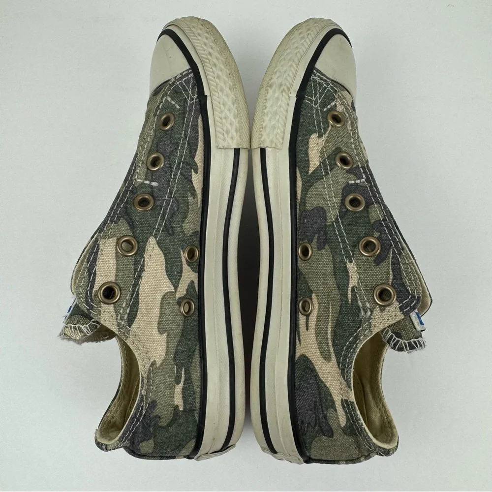 Converse All Star Shoes. Junior Size 2 unisex Camo Laceless Olive Khaki 660976C